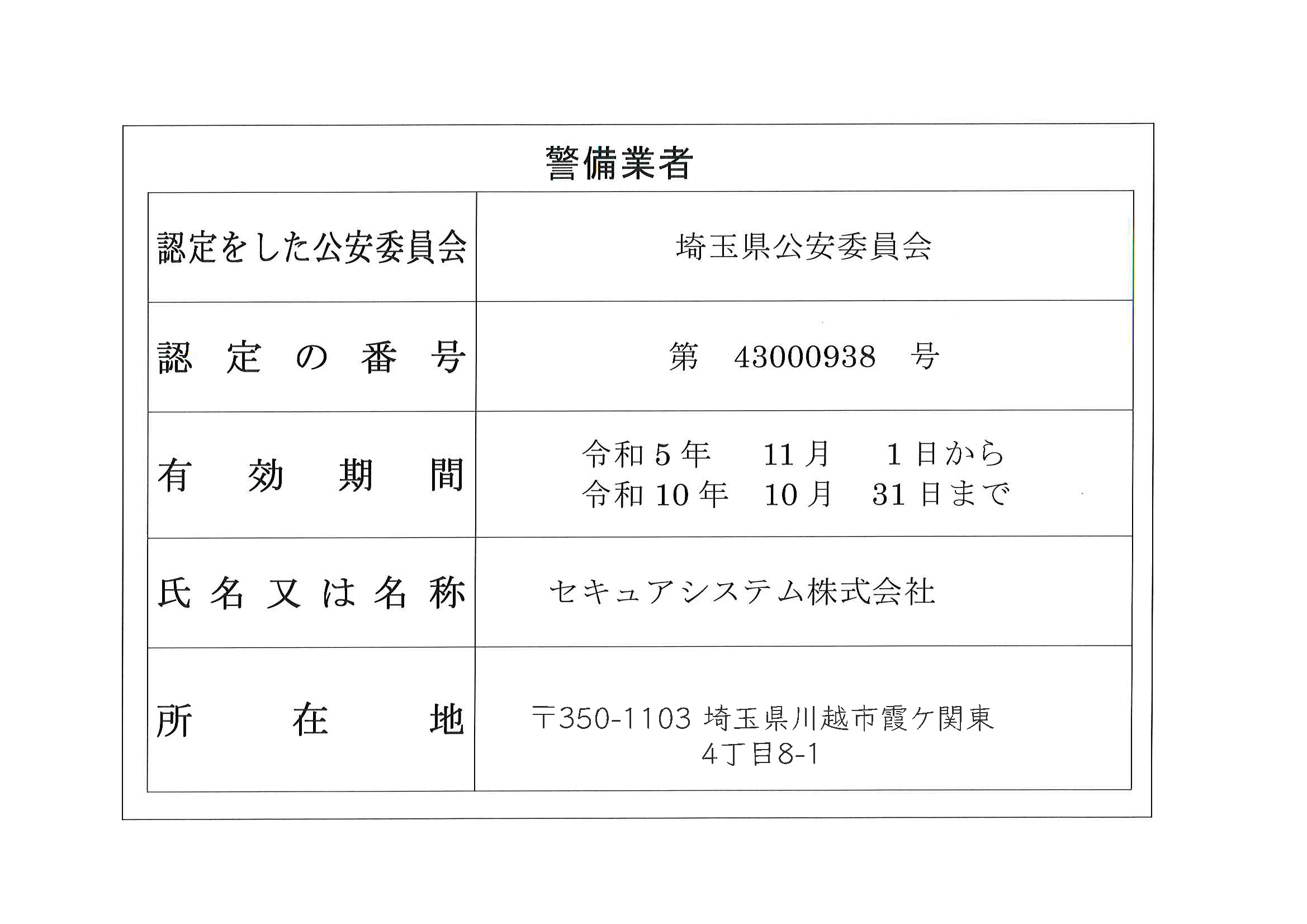 新認定書
